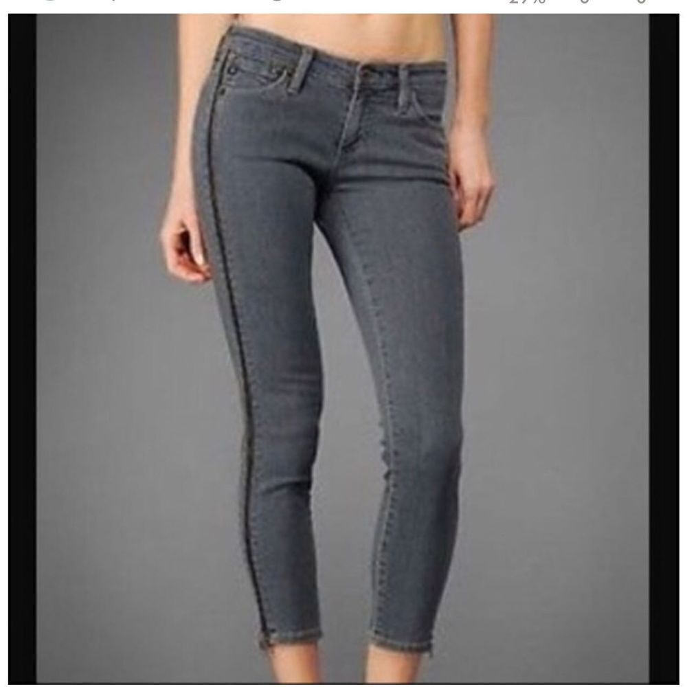 Sz 28- AG ADRIANO GOLDSCHMEID‎ Camila Super Skinny Ankle Side Zipper Gray Jeans